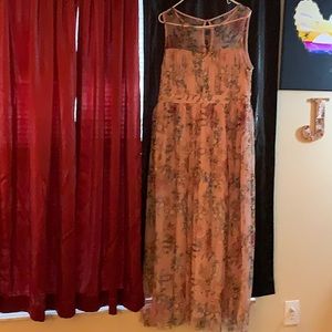 Long XL Rosie pink glitter dress with flowers